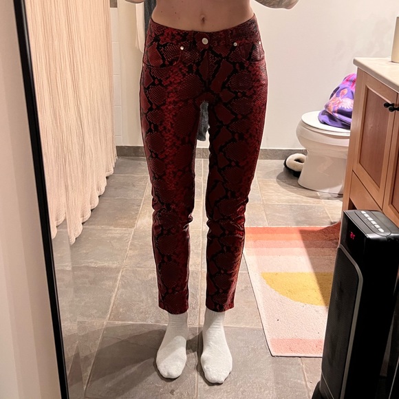 H&M Studio A/W 2016 Women's Red Snake Print Leather Pants NWT - Picture 12 of 12